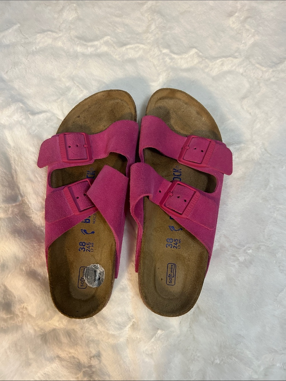 Birkenstock Pink Suede Double-Buckle Slides - Picture 3 of 3